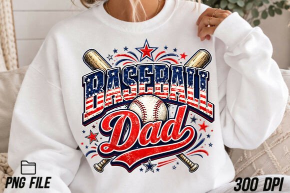 Baseball Dad PNG: Patriotic Baseball Dad Design for Creators