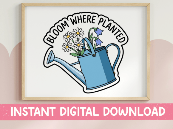 Bloom Where Planted Watering Can Sticker: A Fresh Design Asset