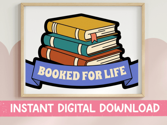 Booked for Life Book Stack Sticker: A Badge for Bibliophiles