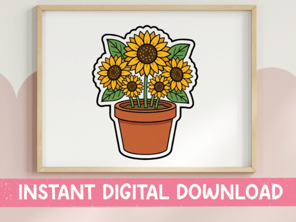 Brighten Your Projects with the Sunflower Pot Sticker Floral Design