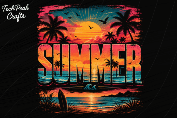 Bring the Coast Home with Retro Summer Sunset PNG