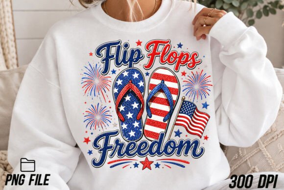 Celebrate Independence with Flip Flops Fireworks Freedom PNG