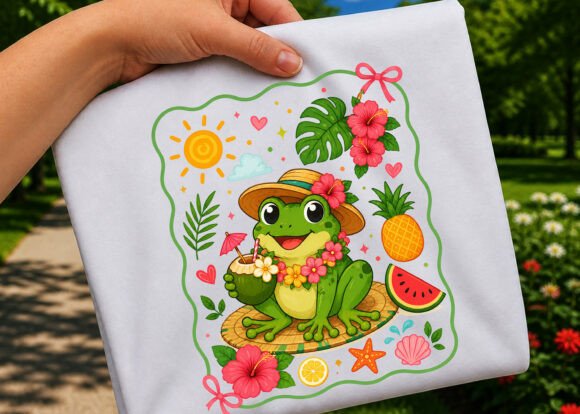 Cute Summer Hawaiian Tropical Frog PNG: Infuse Your Designs with Vacation Joy