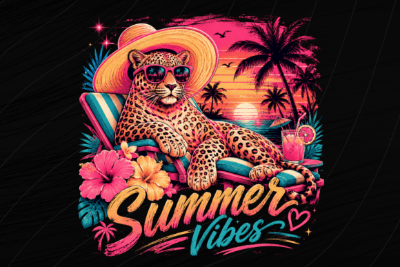 Embrace the Vibe: The Retro Leopard Beach PNG for Your Projects