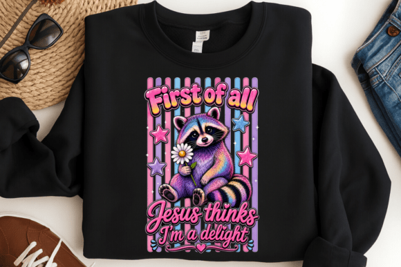 Jesus Thinks I’m a Delight Raccoon PNG: A Faith-Inspired Graphic for Uplifting Designs