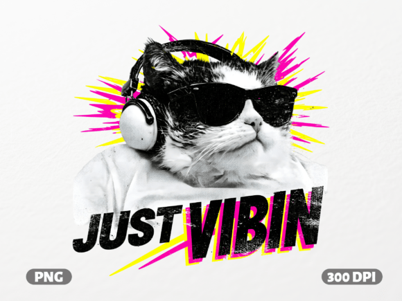 Just Vibin Cat Headphones PNG: Add Instant Cool to Your Projects