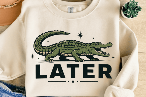 Later Alligator Funny Crocodile PNG: Bold Retro Style