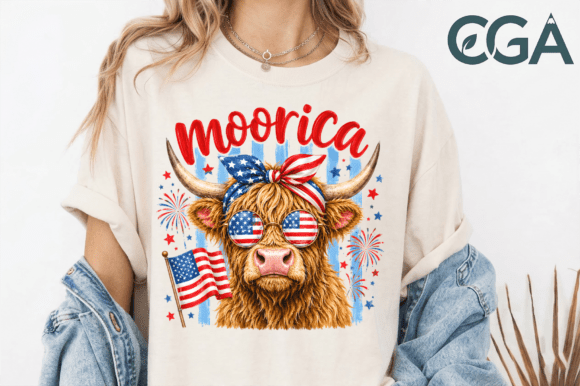 Moorica Patriotic Highland Cow Png: Your New Favorite Design Asset