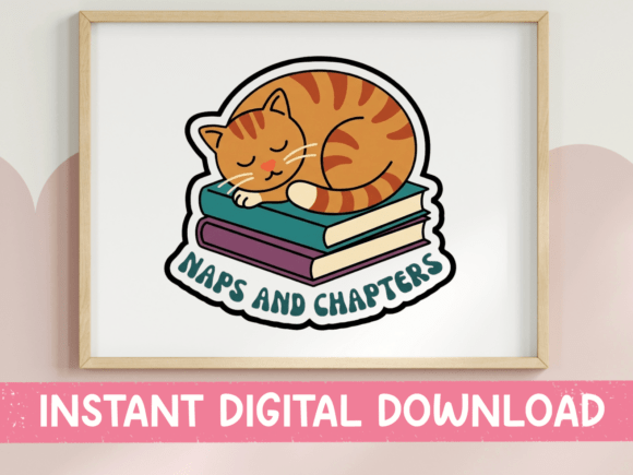 Naps and Chapters Cat Book Sticker: A Designer's Cozy Asset