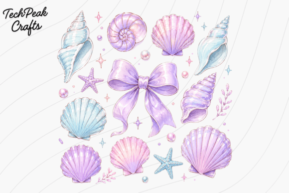 Pastel Seashell Bow Shirt PNG: Coastal Dream Design
