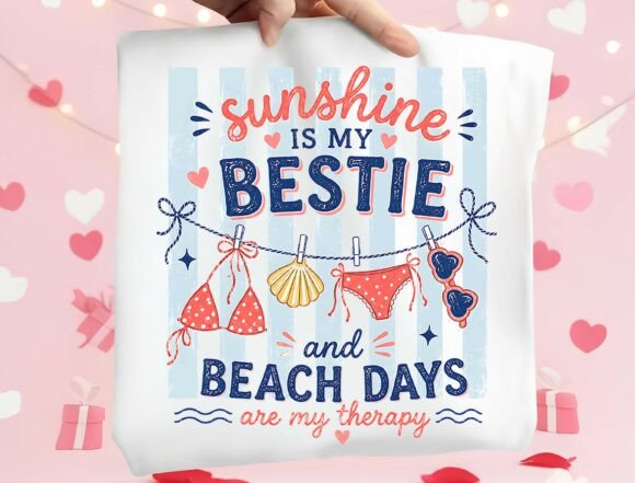 Sunshine is My Bestie: A Vibrant PNG for Summer Designs