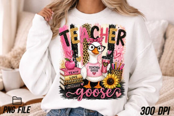 Teacher Goose Brushstroke PNG: A Whimsical Design Asset